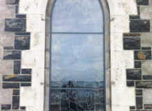 On site stained glass restoration protective stained glass aluminium storm glazing ventilated isothermal water proof storm glazing ireland and UK ART GLASS